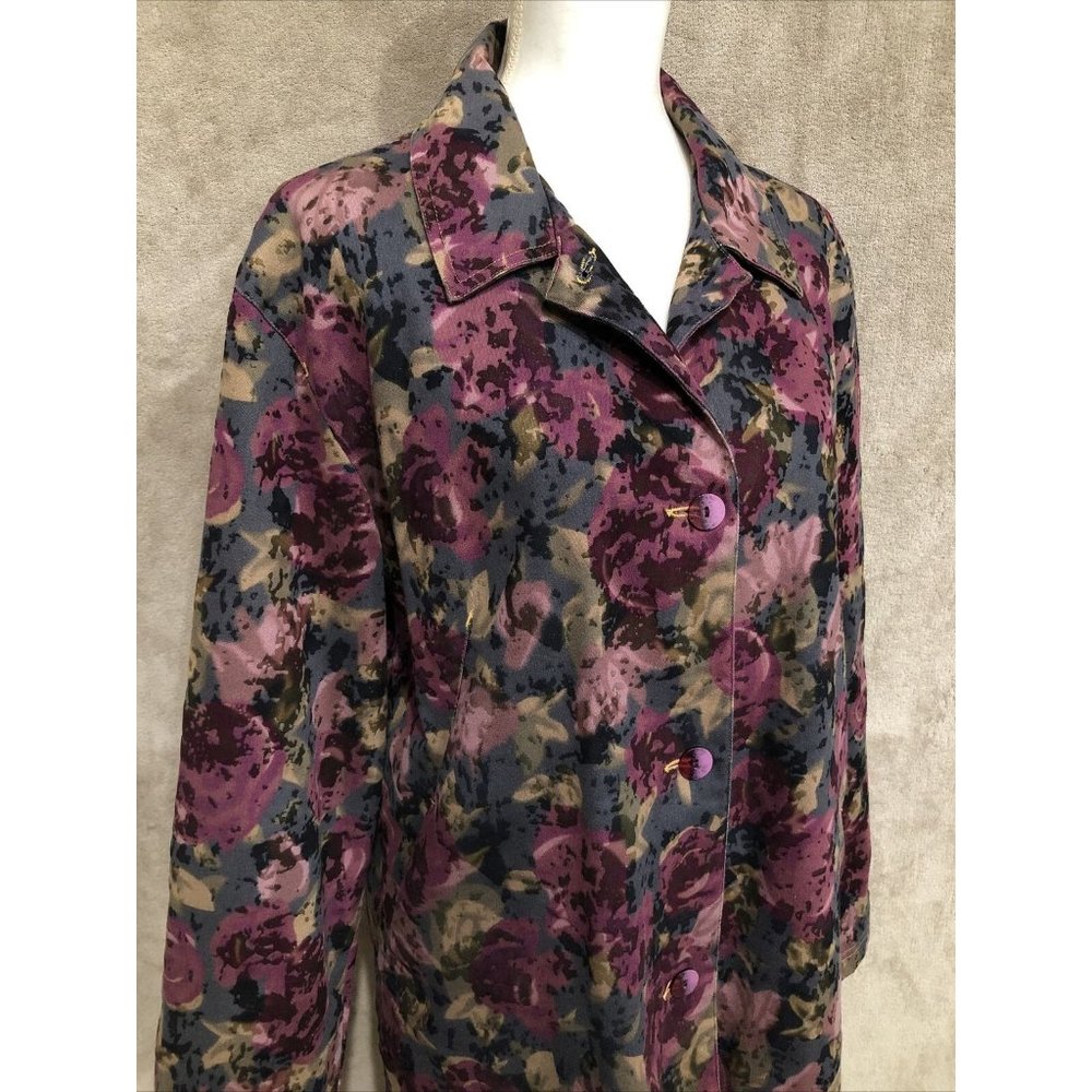18X Plus Floral Multicolor Jacket Blazer Long Sleeve Cotton FDL #395